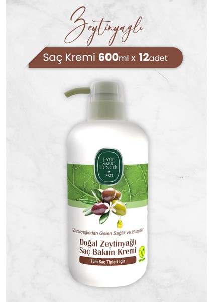 Doğal Zeytinyağlı Saç Kremi 600 Ml X 12 Adet