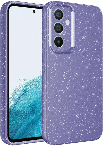 Case 4U Samsung Galaxy A14 Kılıf Kamera Korumalı Simli Lüks Koton Kapak Mor