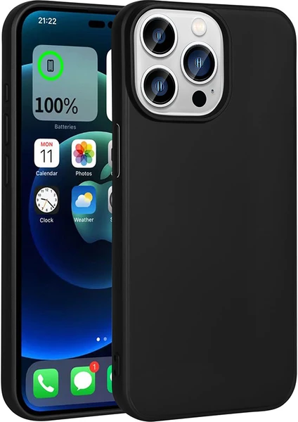 Case 4U Apple iPhone 15 Pro Kılıf Klasik Mat Renkli Yumuşak Premier Silikon Siyah