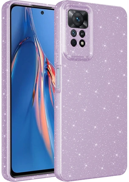 Case 4U Xiaomi Redmi Note 12 Pro 4g Kılıf Kamera Korumalı Simli Lüks Koton Kapak Lila