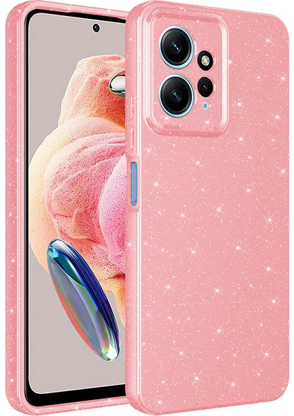 Case 4U Xiaomi Redmi Note 12 4g Kılıf Kamera Korumalı Simli Lüks Koton Kapak Pembe