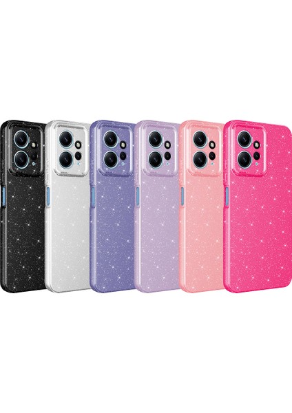 Case 4U Xiaomi Redmi Note 12 4g Kılıf Kamera Korumalı Simli Lüks Koton Kapak Koyu Pembe