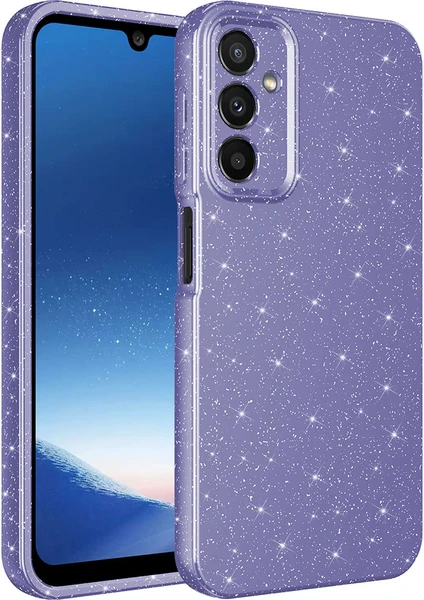 Case 4U Samsung Galaxy A24 Kılıf Kamera Korumalı Simli Lüks Koton Kapak Mor