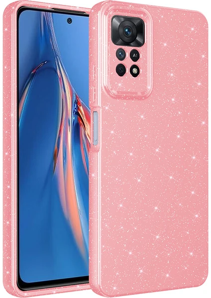 Case 4U Xiaomi Redmi Note 12 Pro 4g Kılıf Kamera Korumalı Simli Lüks Koton Kapak Pembe