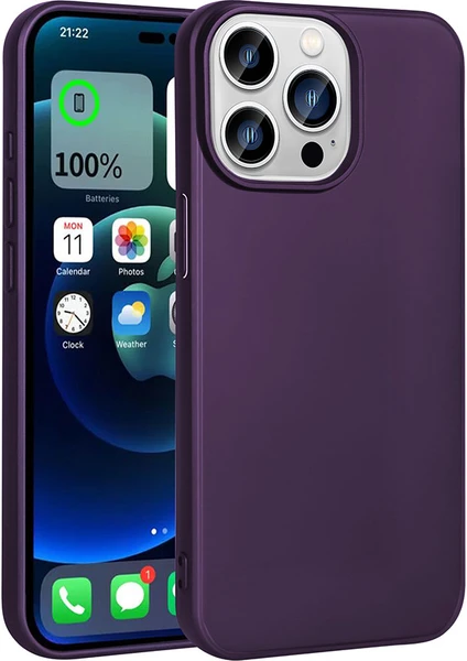 Case 4U Apple iPhone 15 Pro Kılıf Klasik Mat Renkli Yumuşak Premier Silikon Derin Mor