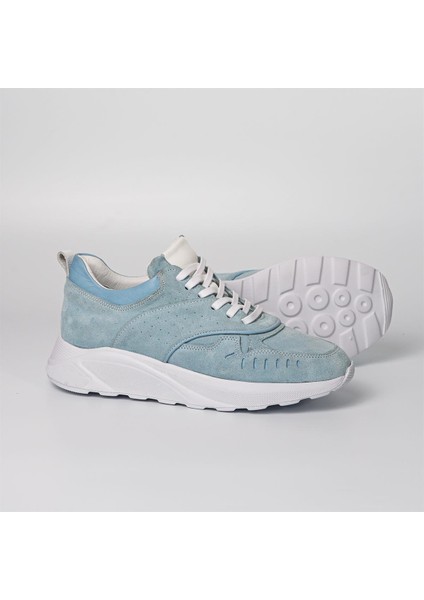 Beta Model Gerçek Deri Erkek Gök Mavi Sneaker - Erkek Günlük Spor Ayakkabı - Erkek Casual Ayakkabı