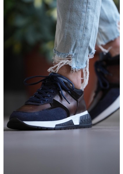Falernus Model Gerçek Deri Erkek Lacivert Sneaker - Erkek Günlük Spor Ayakkabı
