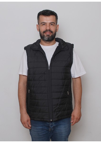 R&B Tasarım Şerit Desenli Geniş Kalıp Kapitone Şişme Yelek