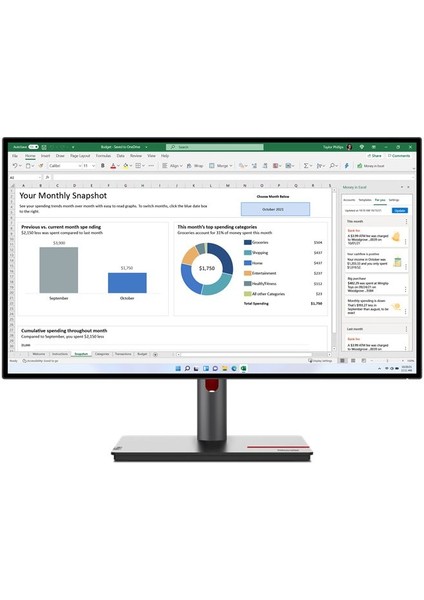 Thinkvision P27H-30 27" IPS Monitör 4ms, 2560X1440, RJ45 (1000M), USB Typec-C Gen2