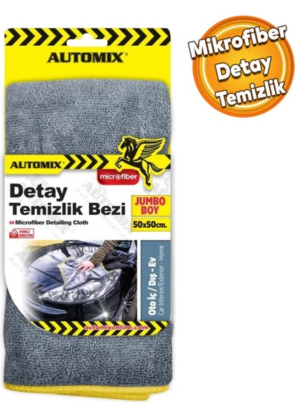 Automix Araba Araç Otomobil Otoiç Dış Ofis Ev Zemin Parke Kurulama Temizleme Mikrofiber Bez 50X50