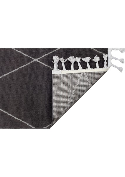 Urban Urb 03 Black Grey Etnik Desenlere Sahip Hav Toz Vermez Yumuşak Dokulu Modern Iskandinav Halı