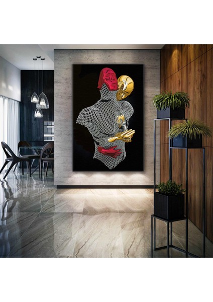 Sarı ve Kırmızı Galatasaray Metal Sarılan Çift Dikey Kanvas Tablo