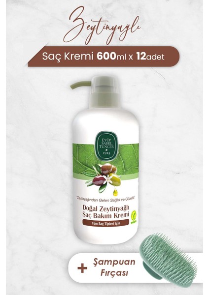 Zeytinyağlı Saç Kremi 600 ml x 12 Adet ve Şampuan Fırçası