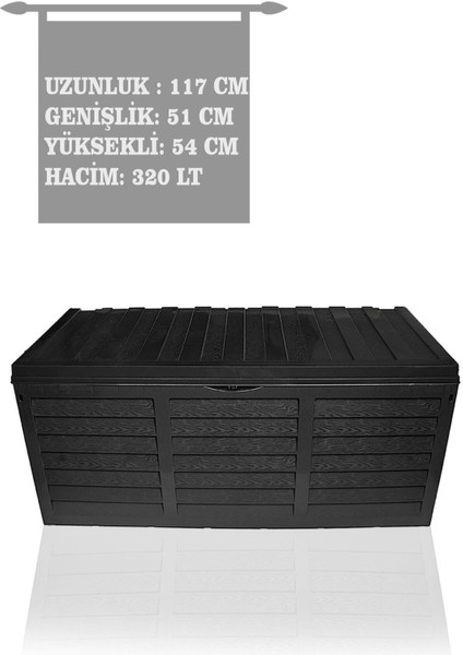 Gri Bahçe Balkon Depolama Sandığı 320LT