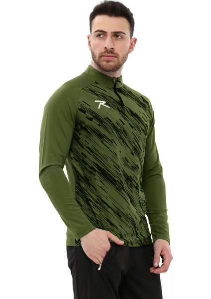 Erkek Yarım Fermuarlı Sweatshirt Dıgnus Haki