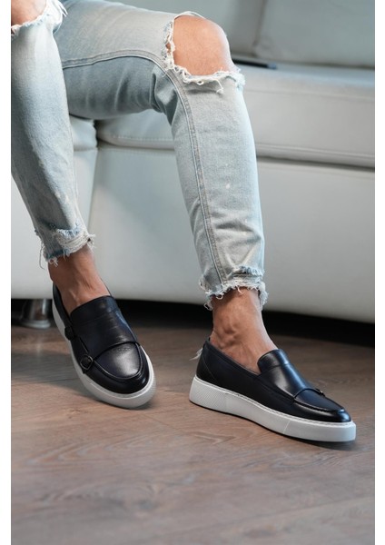 Maro Model Gerçek Deri Erkek Lacivert Loafer - Erkek Günlük Ayakkabı