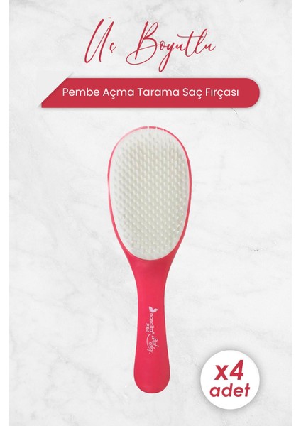 Üç Boyutlu Açma Tarama Saç Fırçası Pembe 4190 x 4 Adet