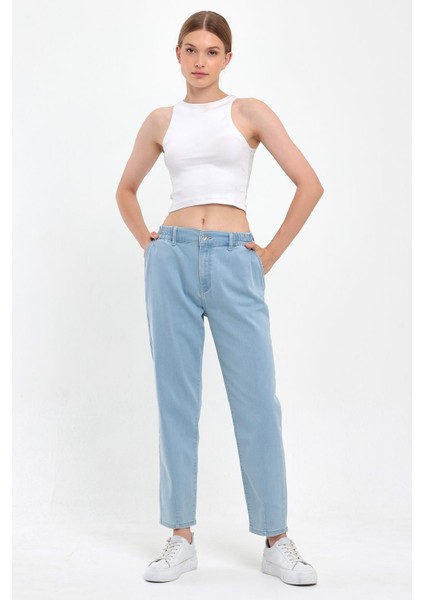Kadın Norah Sky Blue Beli Lastikli Lyocell Jean Pantolon
