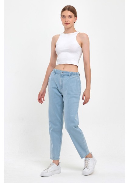 Kadın Norah Sky Blue Beli Lastikli Lyocell Jean Pantolon modelleri