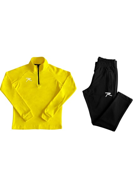 Çocuk Yarım Fermuarlı Eşofman Puer Sarı