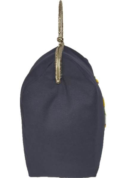 Metal Klipsli El Yapımı Vintage El Çantası - Punch Işlemeli -Lacivert modelleri