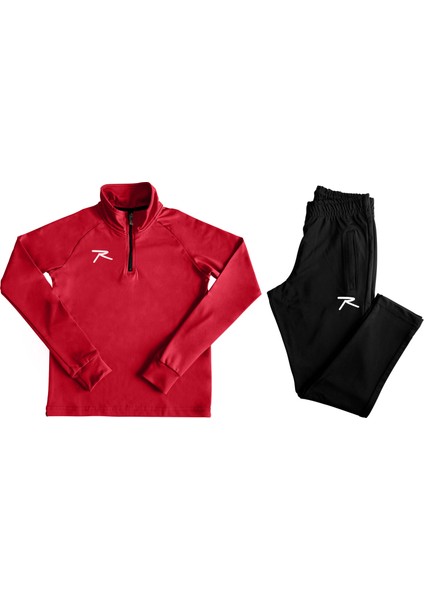 Çocuk Yarım Fermuarlı Eşofman Puer Kırmızı