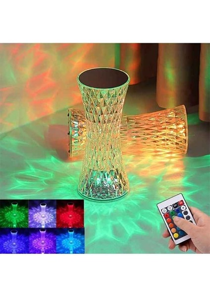 LED Kristal Masa Lambası Rgb Renk Değiştiren Gece Lambası 16 Renk 4 Mod Dokunmatik Kontrol