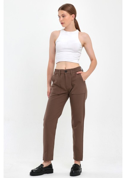 Kadın Norah Vizon Beli Lastikli Gabardin Smart Pantolon fiyatları