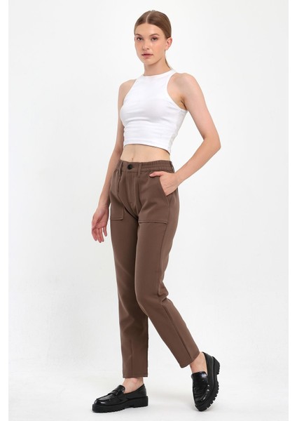 Kadın Norah Vizon Beli Lastikli Gabardin Smart Pantolon modelleri