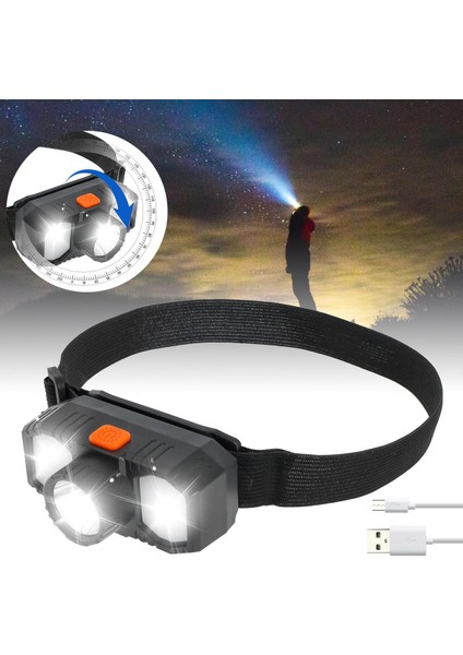 Headlamp USB Şarj Edilebilir Su Geçirmez Yüksek Güç Kafa Lambası LED Işık Feneri