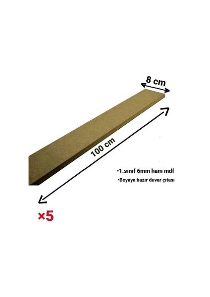 Egge Home ® Boyanabilir 100X8X6MM Ham Mdf Iskandinav Duvar Çıtası 1 Paket (5 Adet)