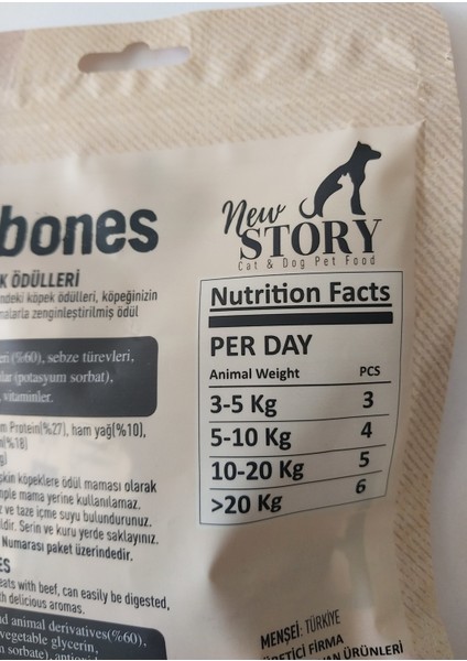 Dog Beef Bones Dana Etli Köpek Ödülü Yumuşak, Atıştırmalık 80 gr