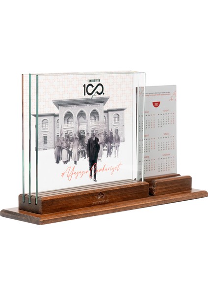 100. Yıl Anısına Takvimli Telefon Destekli 3 Boyutlu Dekoratif Cam Obje modelleri
