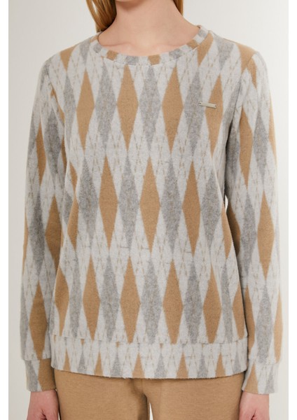 8764 Equilateral Triangle Pattern Kadın Uzun Kol Pijama Takım fiyatları