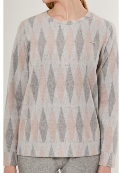 8764 Equilateral Triangle Pattern Kadın Uzun Kol Pijama Takım indirimleri