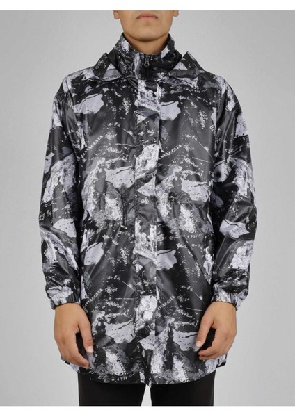 Erkek Kapüşonlu Uzun Yağmurluk Baharlık Mont