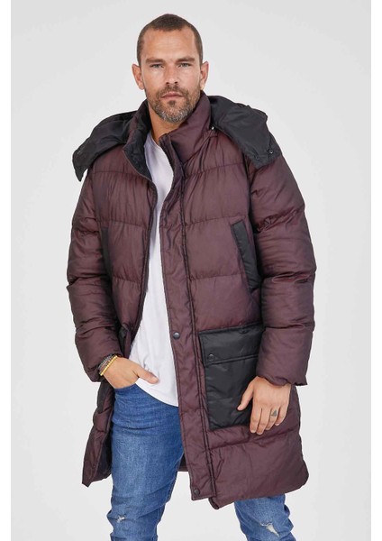 Erkek Kapşonlu Şişme Parka K217 Bordo