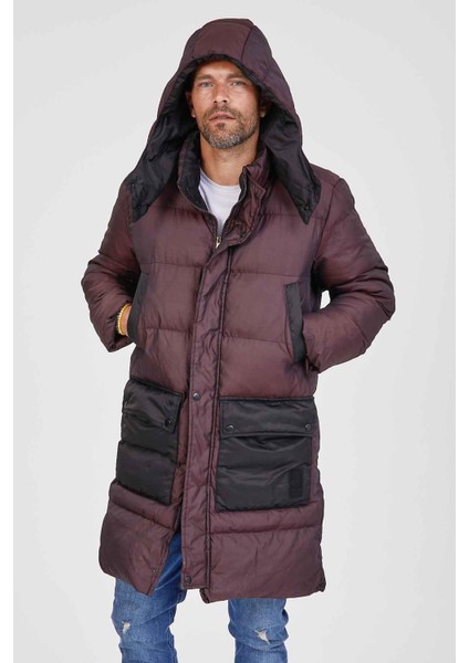 Erkek Kapşonlu Şişme Parka K217 Bordo