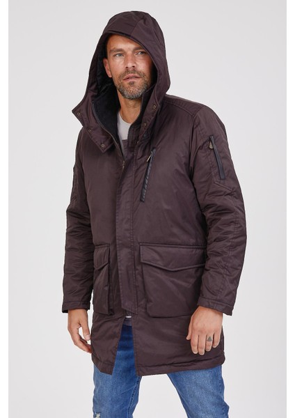 Erkek Kapşonlu Parka K207 Kahverengi indirimleri