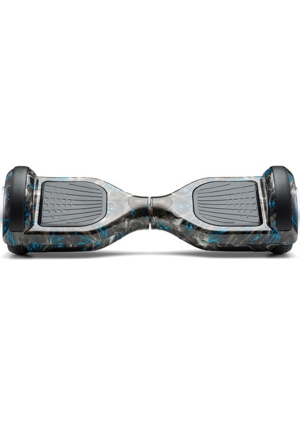 Elektrikli Kaykay Hoverboard Bluetooth Hoparlörlü 6.5 Inch Akıllı Dengeli - Siyah Kurukafa Grafiti Desenli