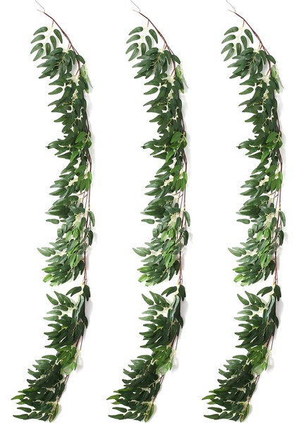 (16.8ft) Yapay Söğüt Yaprakları Sarmaşıklar Dallar-Ipek Asılı Söğüt Bitki Yeşillik Çelenk Dize Iç Mekan Için (Yurt Dışından)