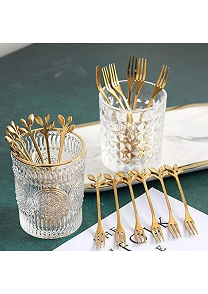 20pcs Tatlı Kaşığı Ve Çatal Seti Kek Çatalı Kahve Kaşığı Meyve Çatalı Paslanmaz Çelik - Altın (Yurt Dışından) fırsatları