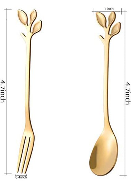 20pcs Tatlı Kaşığı Ve Çatal Seti Kek Çatalı Kahve Kaşığı Meyve Çatalı Paslanmaz Çelik - Altın (Yurt Dışından) indirimleri