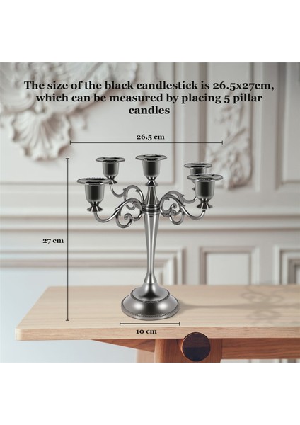 Siyah Metal Şamdan 5 Kollu Şamdan Gotik Mumluklar Ev Dekor Düğün Noel Kilise Partisi Için (Yurt Dışından)