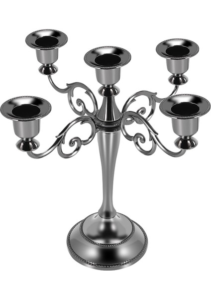 Siyah Metal Şamdan 5 Kollu Şamdan Gotik Mumluklar Ev Dekor Düğün Noel Kilise Partisi Için (Yurt Dışından) modelleri