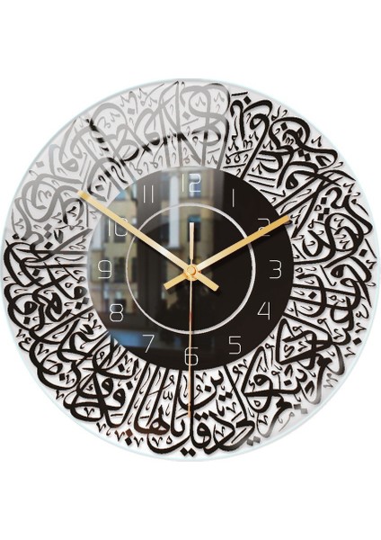 Islam Kuvars Akrilik Duvar Saati Sarkaç Müslüman Oturma Odası Dekorasyon Sanat Kapalı Duvar Saati Kolye (Siyah) (Yurt Dışından)