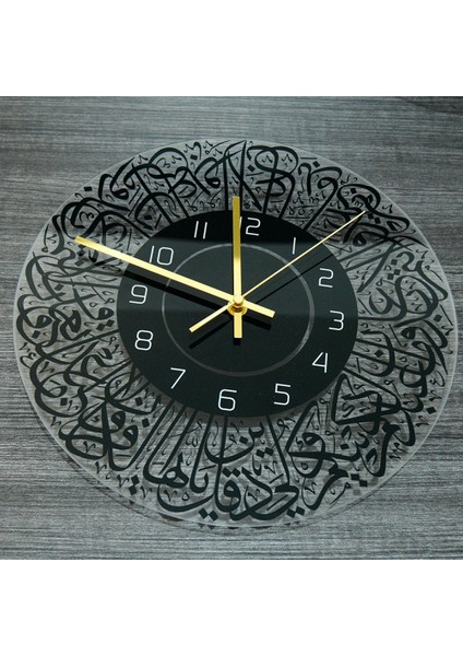 Islam Kuvars Akrilik Duvar Saati Sarkaç Müslüman Oturma Odası Dekorasyon Sanat Kapalı Duvar Saati Kolye (Siyah) (Yurt Dışından)