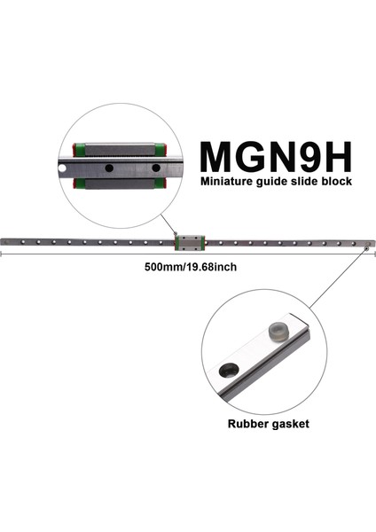 9mm Lineer Kılavuz Minyatür Ray Mgn9 500mm Lineer Ray Ve 1 Adet Mgn9h Minyatür Ray Sürgüsü (Yurt Dışından)