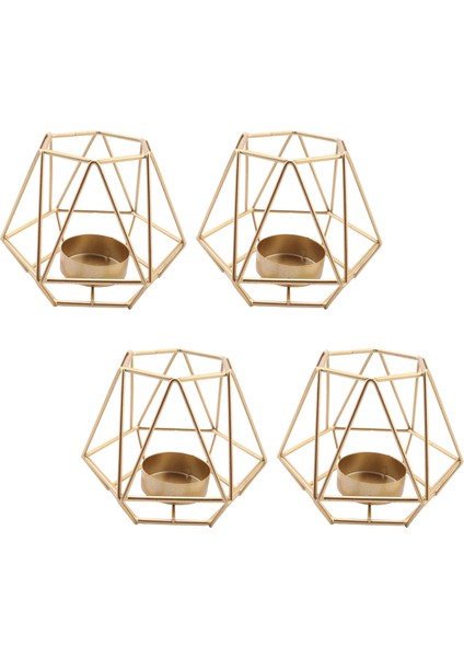 4 Adet Metal Geometrik Tasarım Çay Işık Adak Mumluklar, Düğün Ev Dekorasyonu Için Hollow Mumluklar (Yurt Dışından) modelleri