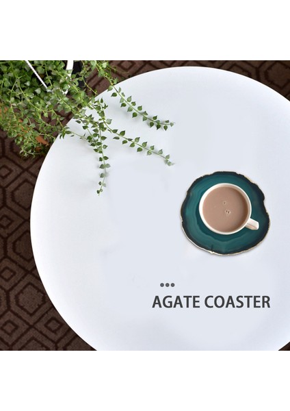 Adet Dilim Mavi Coaster Çay Fincanı Tepsi Dekoratif Tasarım Taş Coaster Altın Kenarları Ev Dekor Taş Coaster (Yurt Dışından)